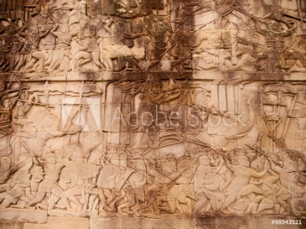 Picture of Details of stone carvings at Bayon Temple  Angkor Wat Cambodia